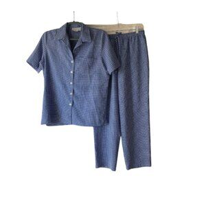 Vintage Joan Walters Blue & White Gingham Matching Set